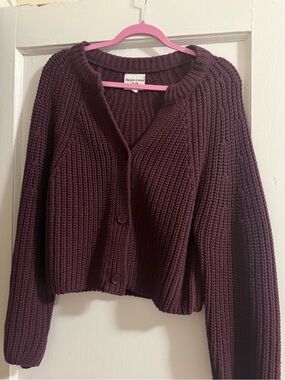 Chunky Burgundy Knit Cardigan